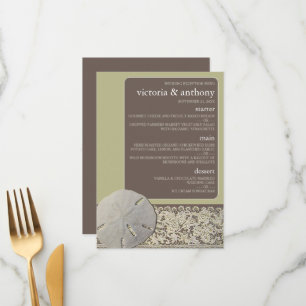 Menu Dentelle de sable, Mariage de plage Vintage