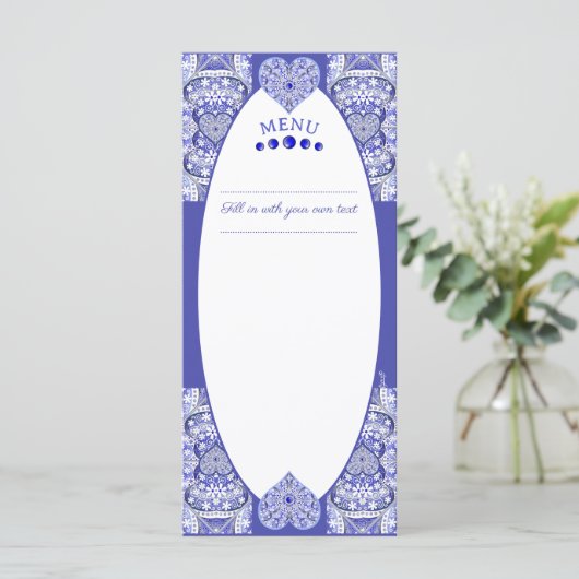 Menu Dentelle en céramique Bleu de Grèce (Debout devant)