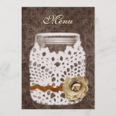 Menu Dentelle rustique enveloppé Mason Jar Mariage (Devant)