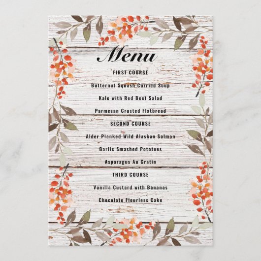Menu des baies Thanksgiving (Devant)