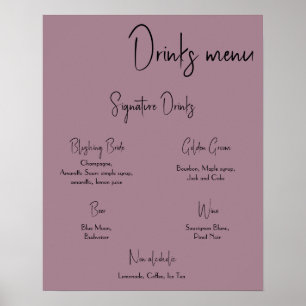 Menu des boissons Affiche de mariage