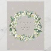 Menu des boissons de mariage Greige Snowberry+Euca (Dos)