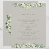 Menu des boissons de mariage Greige Snowberry+Euca (Devant / Derrière)