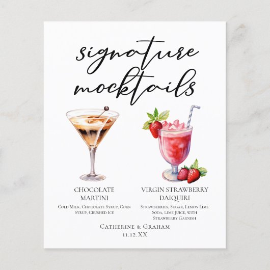 Menu des boissons Mocktails au chocolat et fraise (Devant)