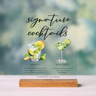 Menu des Cocktails Signature Mariage Mojito Margar