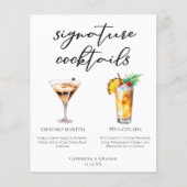 Menu des cocktails signature Pina Colada Espresso  (Devant)