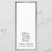 Menu des desserts du chef pâtissier de boulangerie (Dos)