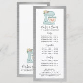 Menu des desserts du chef pâtissier de boulangerie (Devant / Derrière)