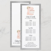 Menu des desserts du pâtissier de boulangerie (Devant / Derrière)