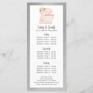 Menu des desserts du pâtissier de boulangerie
