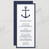 Menu des Mariages d'Ancre bleu marine moderne (Devant / Derrière)