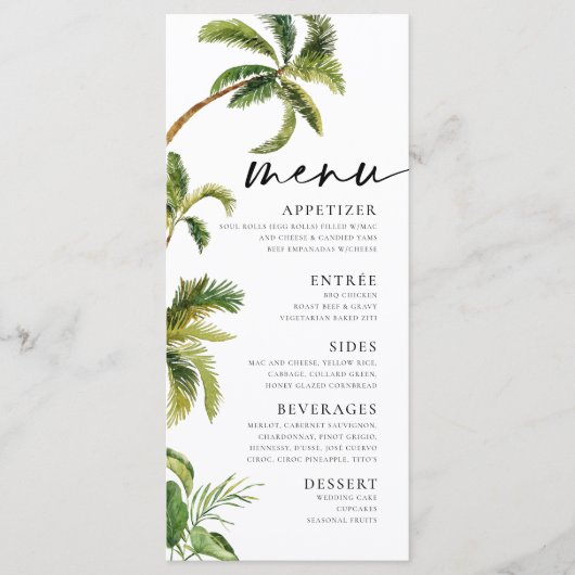 Menu des Palmiers Tropicaux (Devant)