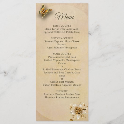 Menu des papillons d'or (Devant)