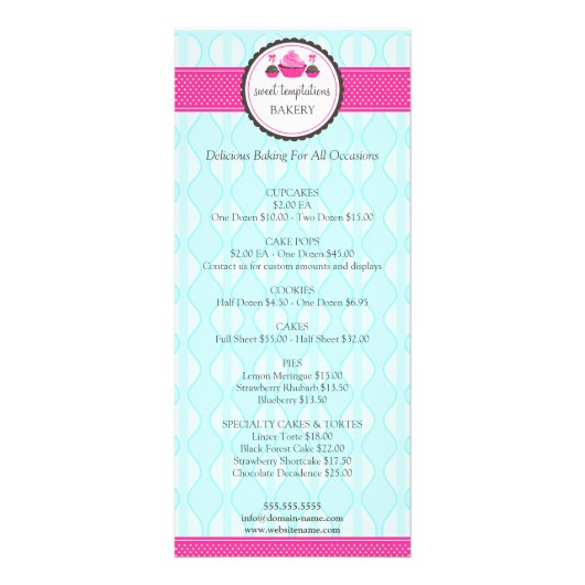 Menu des prix de la boulangerie Cupcake and Cake P (Devant)