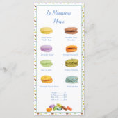 Menu des prix des saveurs de boulangerie de Macaro (Devant)