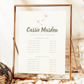 Menu des prix du service botanique rustique de gra