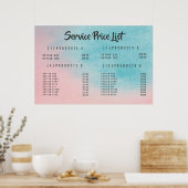 Menu des prix du service d'ombre affiche imprimée (Cuisine)