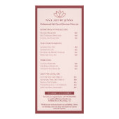 Menu des services de salon de manucure Blush Burgu (Devant)