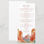 Menu Desert Mountain Watercolor Destination Wedding (Devant / Derrière)