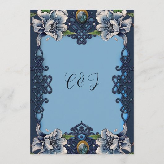 Menu Design élégant bleu celtique (Dos)