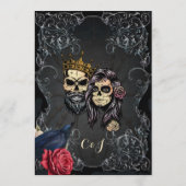 Menu Design mariage gothique foncé avec crânes (Dos)