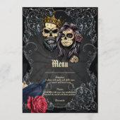Menu Design mariage gothique foncé avec crânes (Devant)