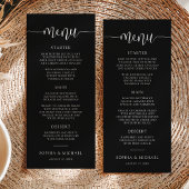 Menu Design moderne calligraphie Mariage noir