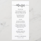 Menu Design moderne calligraphie noir blanc Mariage (Devant)