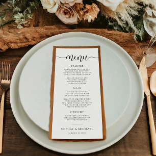 Menu Design moderne calligraphie noir blanc Mariage