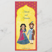 Menu Design rose et or frontière mariage indien (Dos)