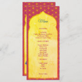 Menu Design rose et or frontière mariage indien (Devant / Derrière)