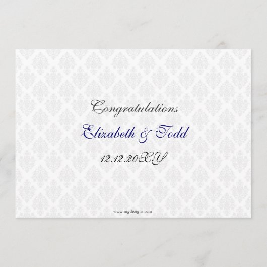 Menu Design ruban Damask FAUX de la marine (Dos)