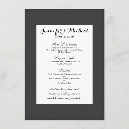 Menu Design simple élégant noir et blanc (Devant)