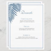 Menu Dessert Personnalisable Blue Palm Mariage 8,5 (Devant / Derrière)