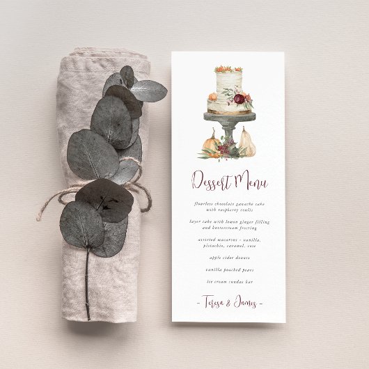 Menu Dessert personnalisé de gâteau de couche d'automne