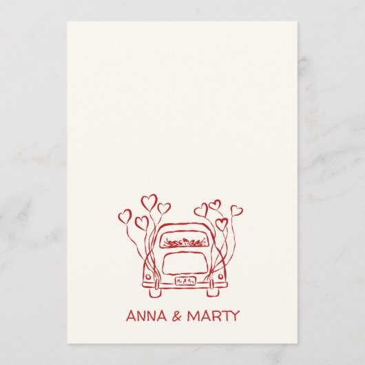 Menu Dessin à la main Scribble Doodle Mariage rouge (Dos)