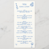 Menu Dessin écrit à la main Scribble Mariage bleu (Devant)
