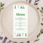 Menu Dessins de ligne de golf verte<br><div class="desc">Ajoutez une touche de sophistication sportive à votre événement spécial grâce à notre Menu Thème Golf. Parfait pour les mariages, les fêtes ou les dîners sur le thème du golf, ce menu présente d'élégantes illustrations aquarelles de clubs de golf et de greens, apportant le charme du fairway à votre expérience...</div>