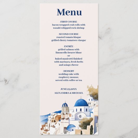 Menu Destination Grèce Mariage Santorin (Devant)