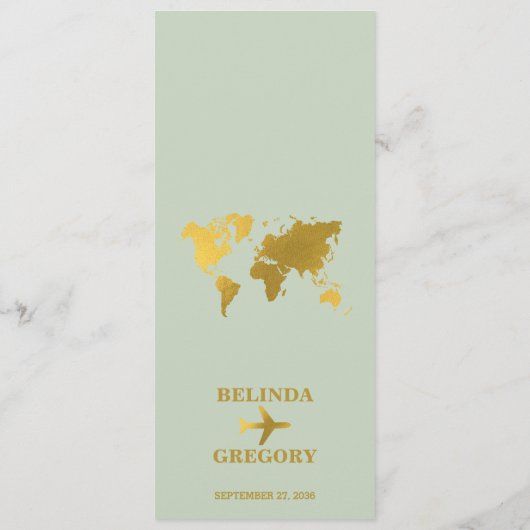 Menu Destination Mariage Monde Passport Sage Vert Or (Dos)