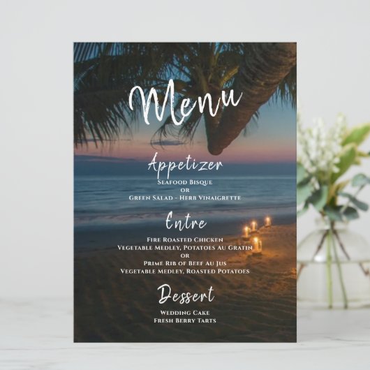 Menu Destination Paradise Mariage Réception (Debout devant)