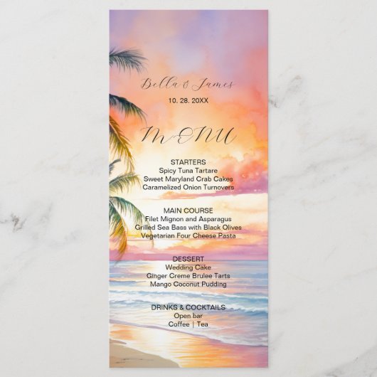 Menu Destination Sunset Beach Wedding (Devant)