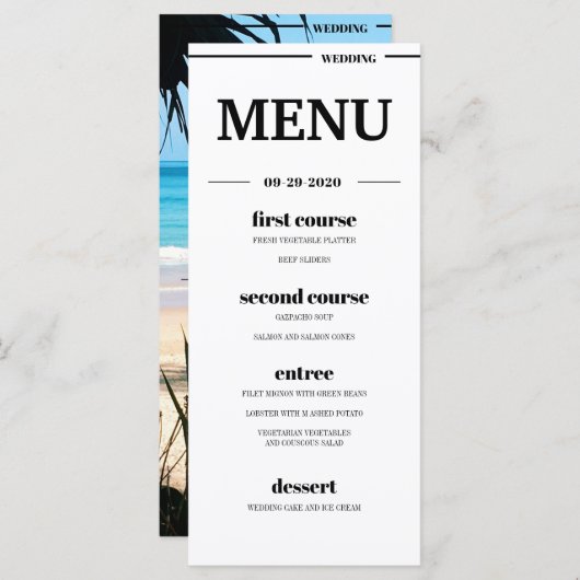Menu Destination Tropical Beach Wedding (Devant / Derrière)