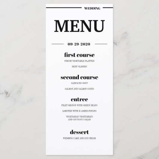 Menu Destination Tropical Beach Wedding (Devant)