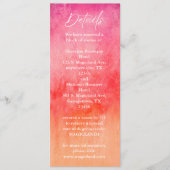 Menu Détails de mariage à l'aquarelle rose chaud et ora (Devant)