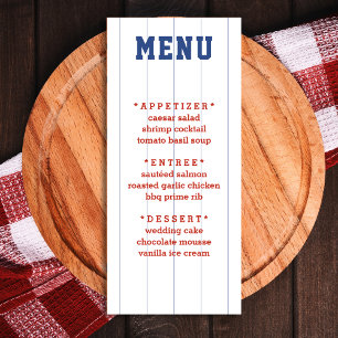 Menu Détails du Mariage de baseball Pinstripe