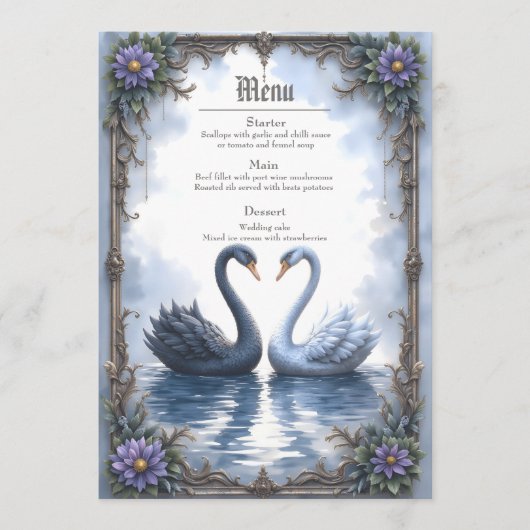Menu Deux cœurs, une réflexion – Mariage romantique de (Devant)