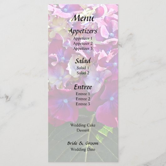 Menu Deux Hydrangeas Roses (Devant)