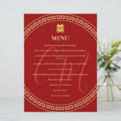 Menu Deux initiales mariage chinois cadre rouge banquet (Debout devant)