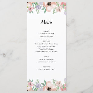 Menu d'événement floral pastel élégant